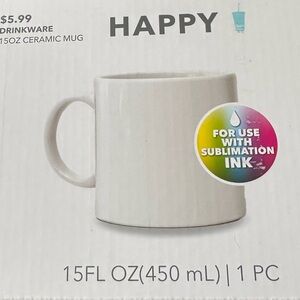 ✨Happy | Ceramic Mug Sublimation  15oz Bundle of 4